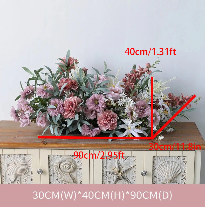 Purple Rose Artificial Flower Arrangement Row Wedding Party Birthday Backdrop Decor CH5037