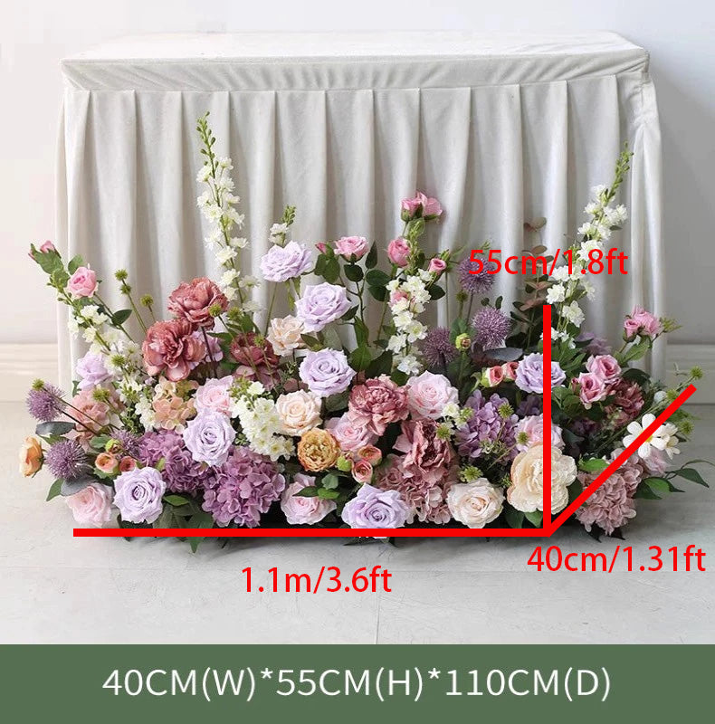 Purple Artificial Flower Arrangement Row Wedding Party Birthday Backdrop Decor CH5034
