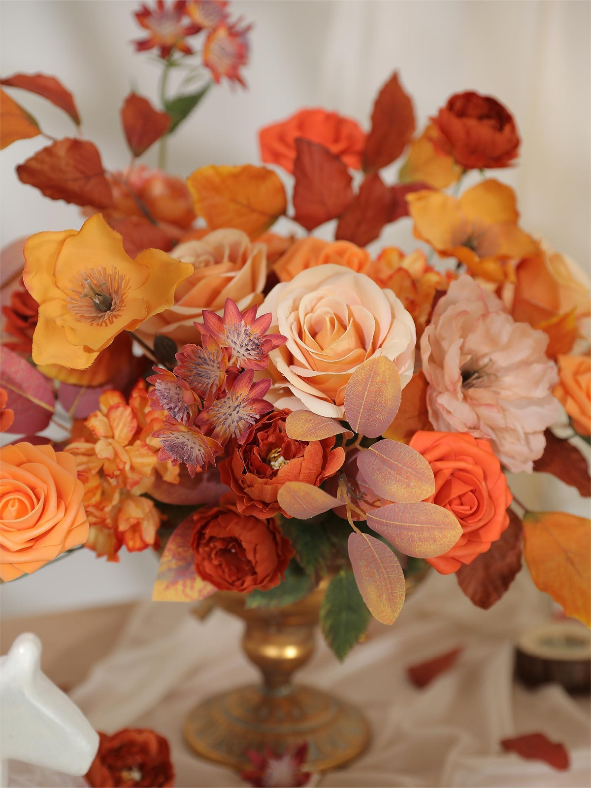 Terracotta Orange Fake Floral Artificial Flowers DIY Wedding Bouquet Box Set HH1535