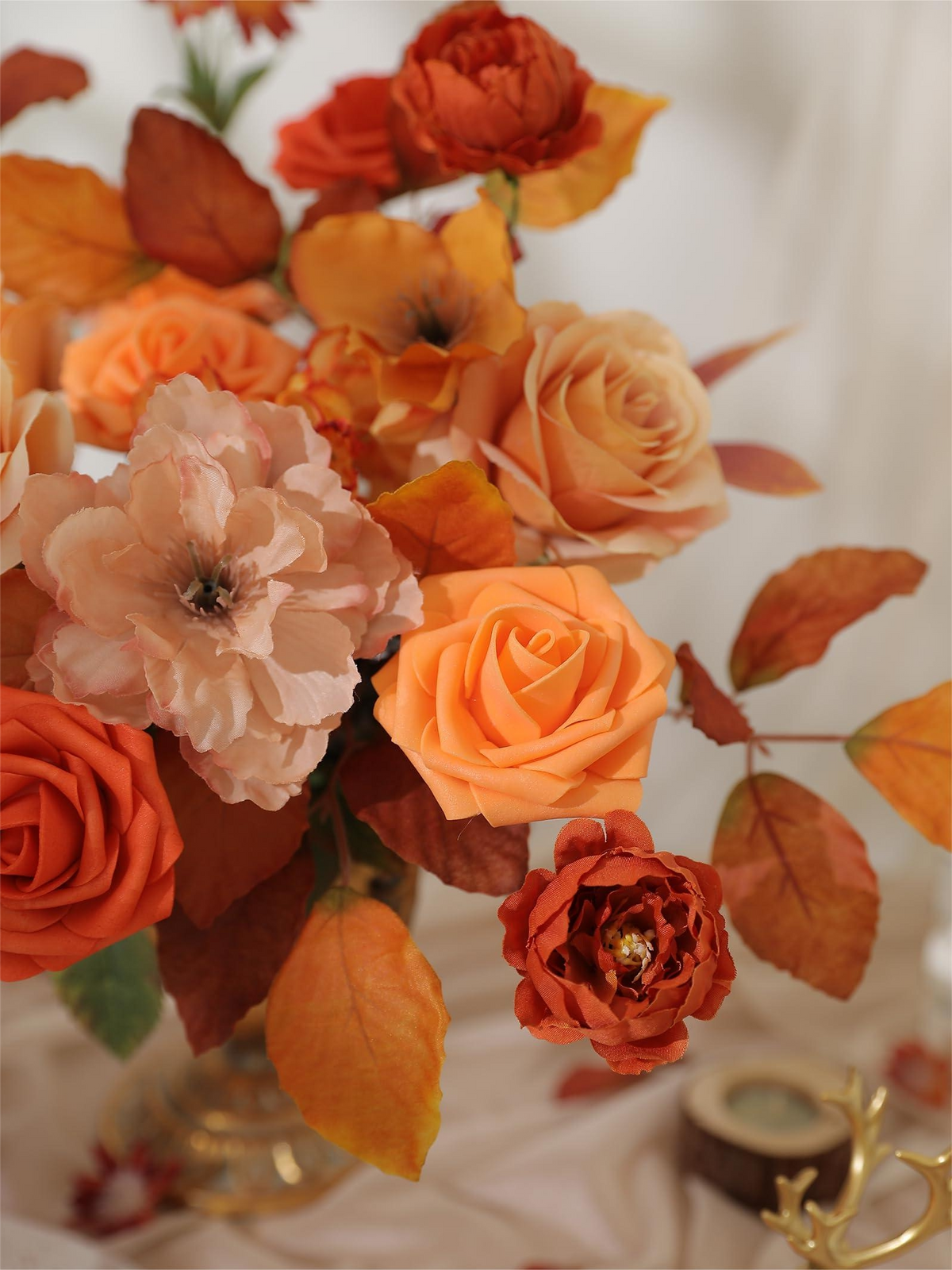 Terracotta Orange Fake Floral Artificial Flowers DIY Wedding Bouquet Box Set HH1535