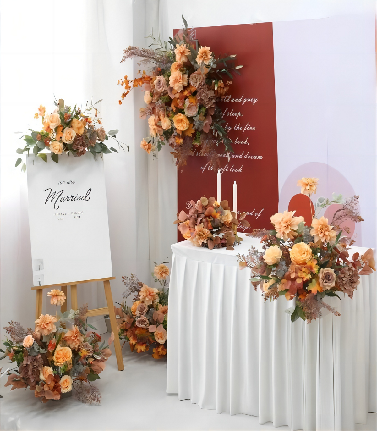 Sunset Terracotta Artificial Flower Flower Arrangement Row Wedding Party Birthday Backdrop Decor CH5001