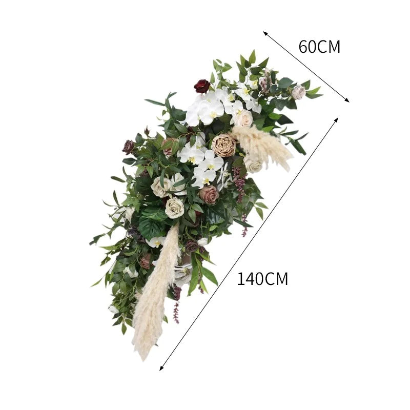 White Green Artificial Flower Arrangement Row Wedding Party Birthday Backdrop Decor CH5013