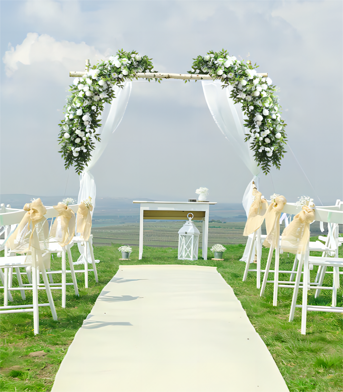 White Green Artificial Flower Arrangement Row Wedding Party Birthday Backdrop Decor CH5017