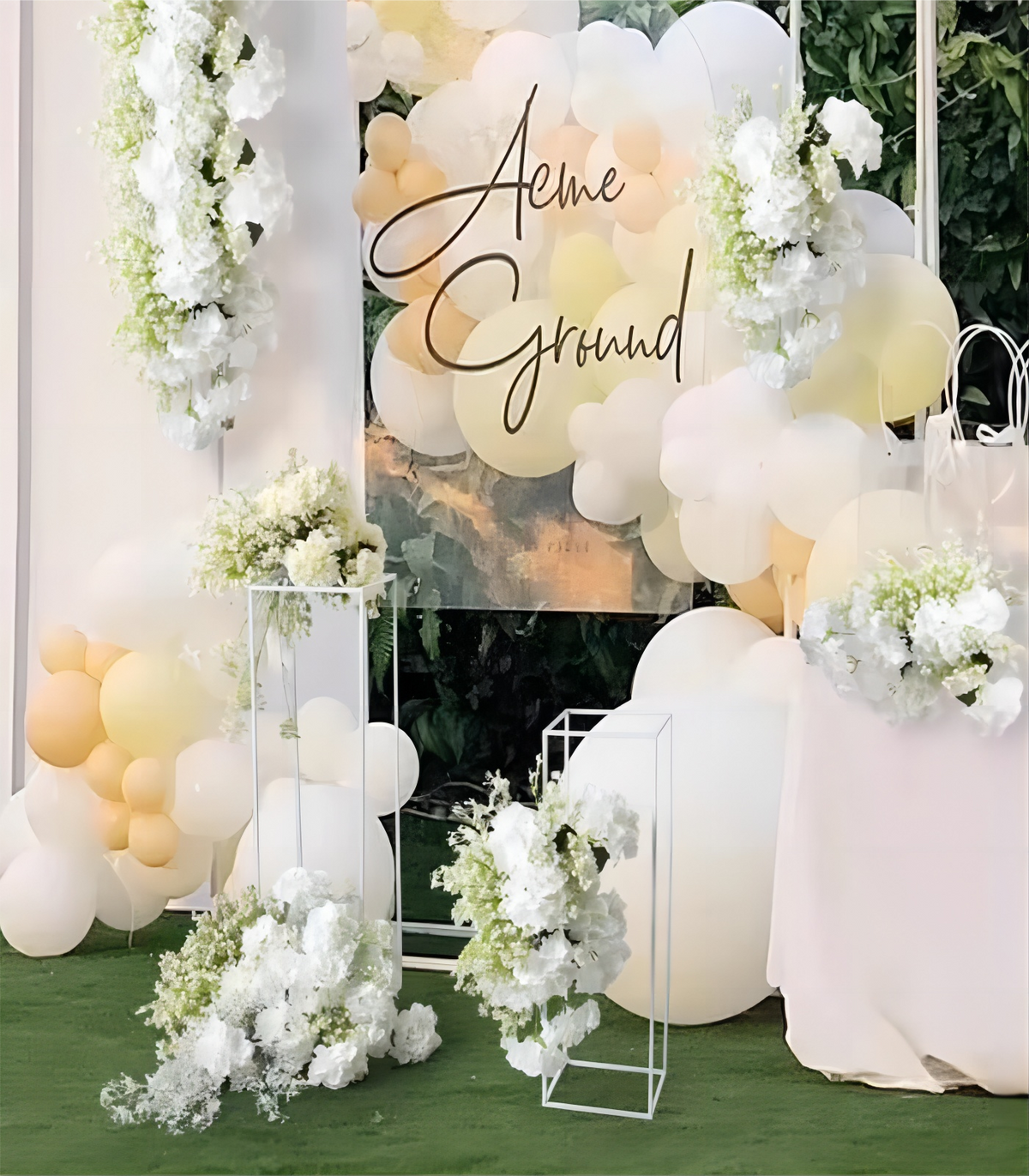 White Sage Artificial Flower Arrangement Row Wedding Party Birthday Backdrop Decor CH5009