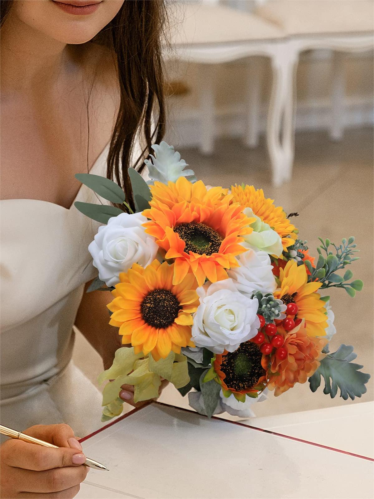 Fake Floral Artificial Flowers DIY Wedding Bouquet Box Set HH1092