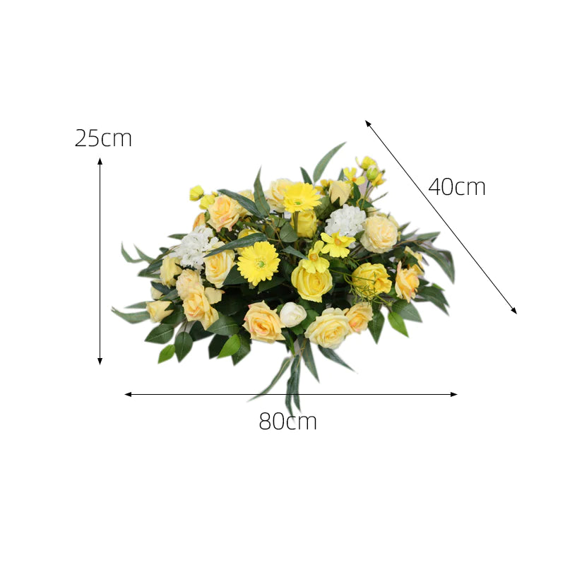 Yellow Champagne Rose Artificial Flower Arrangement Row Wedding Party Birthday Backdrop Decor CH5030