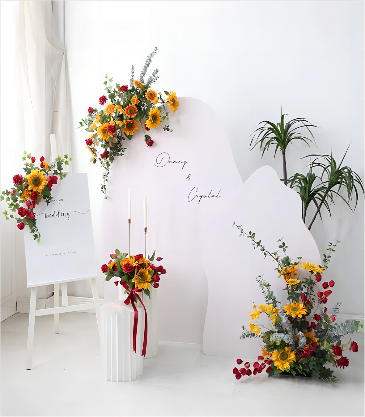 Sunflower Artificial Flower Arrangement Row Wedding Party Birthday Backdrop Decor CH5029