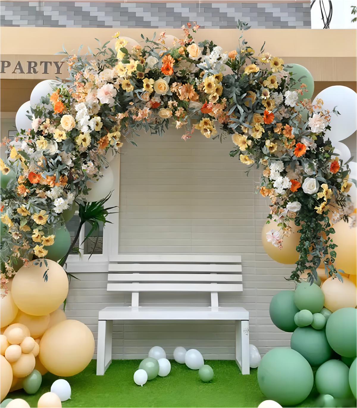 Yellow Artificial Flower Arrangement Row Wedding Party Birthday Backdrop Decor CH5025