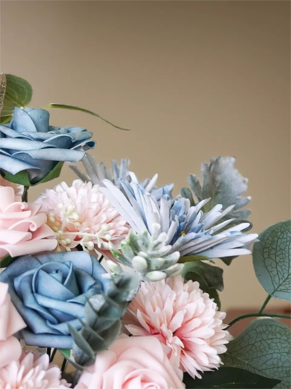 Blue Pink Fake Floral Artificial Flowers DIY Wedding Bouquet Box Set HH1352