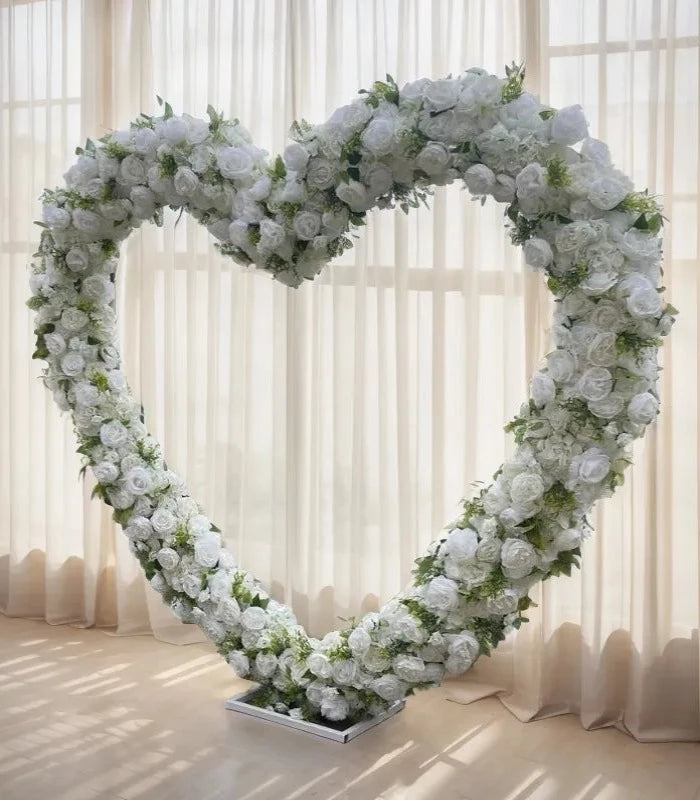 White Artificial Flower Rose Peony & Heart Arch Wedding Party Birthday Backdrop Decor CH9727-13