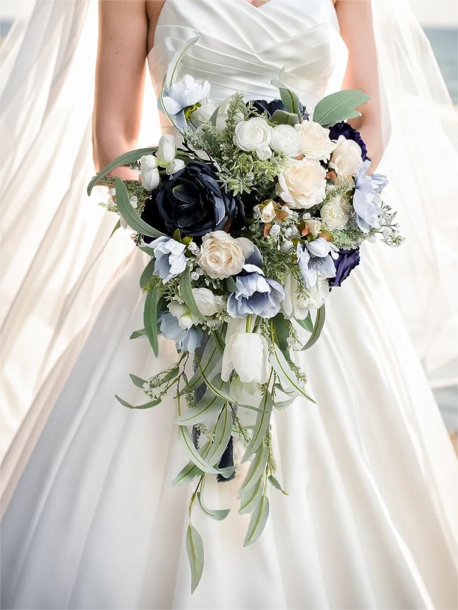 Navy Blue 12“ Artificial Flower Wedding Bridal Bouquets SP2104