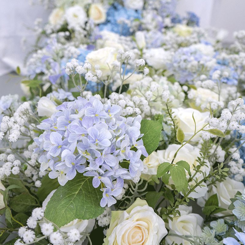 White Blue Artificial Flower Wedding Party Birthday Backdrop Decor CH9658