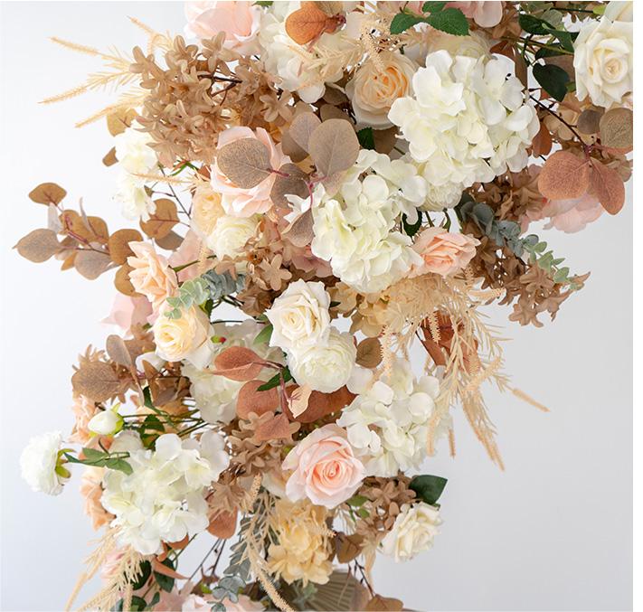Artificial Flower Champagne Rose Radiata & Round Arch Wedding Party Birthday Backdrop Decor CH9048