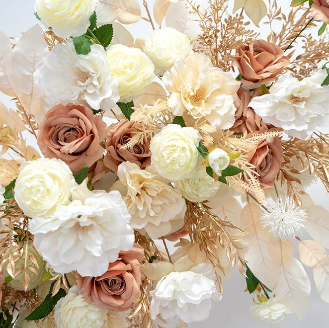 Artificial Flower White Champagne Beige Rose Peony Wedding Party Birthday Backdrop Decor CH9035